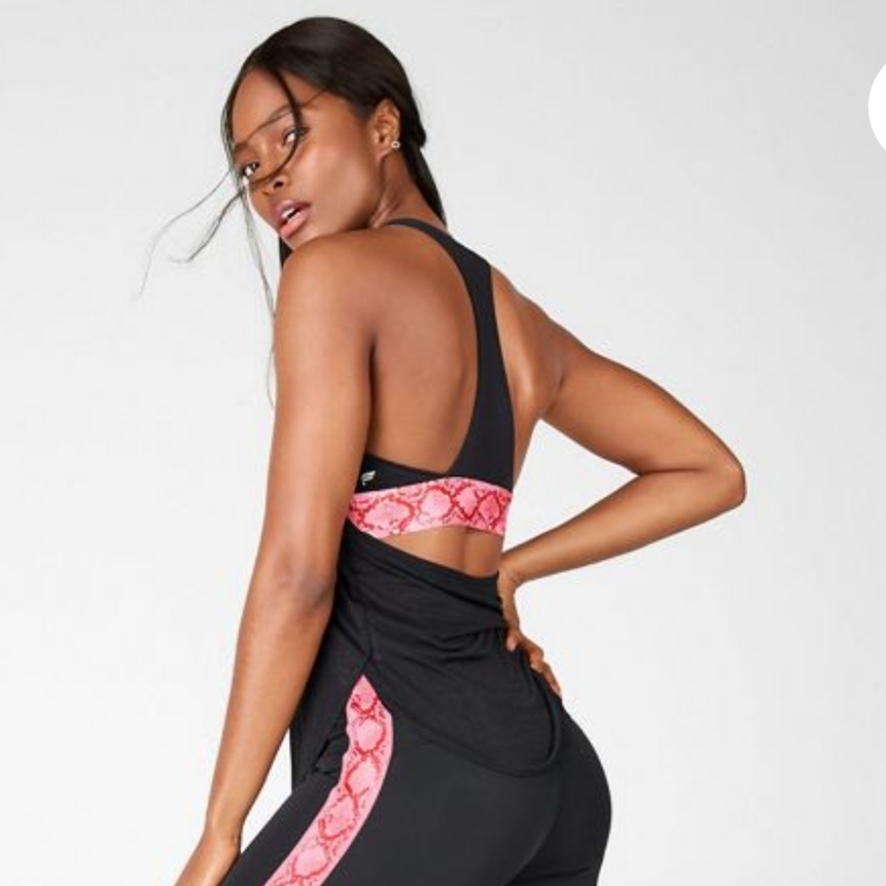 Fabletics Sports bra with semi sheer top attached.
